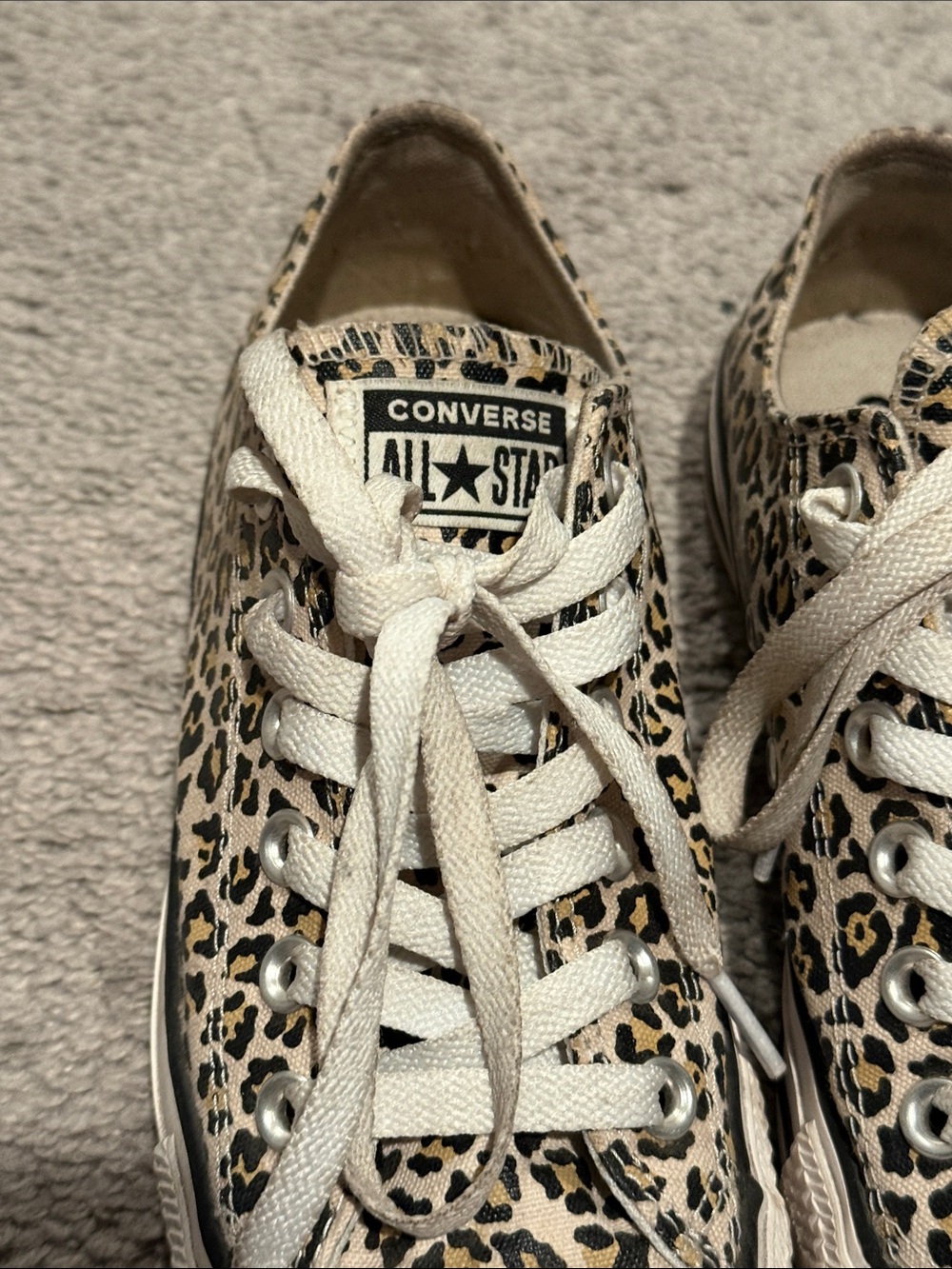 Converse Leopard Print Low Top Sneakers - Cream/Black - Picture 2 of 5